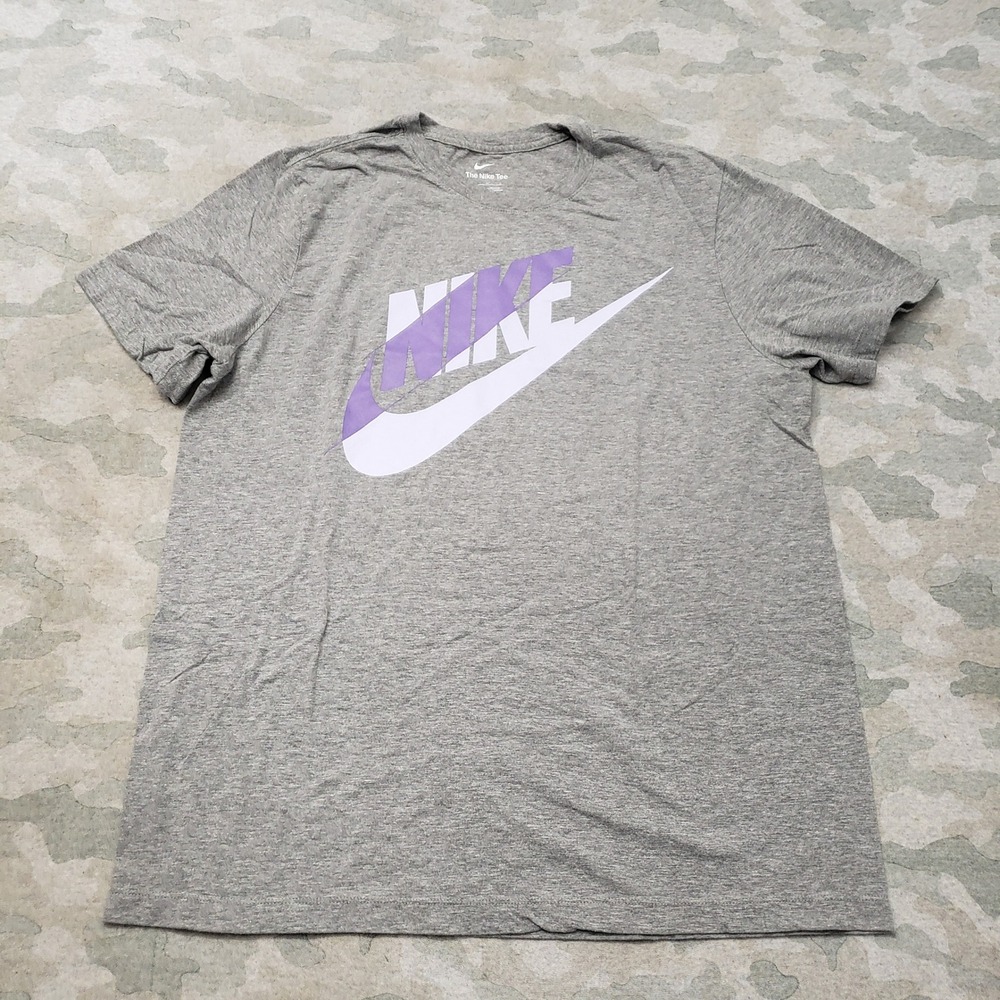 Nike Shirt Mens Large Gray Graphic Short Sleeve Swoosh